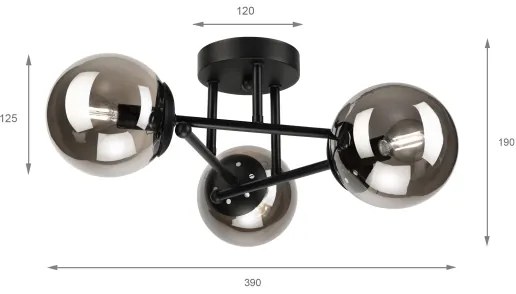 Brilagi - Lustră aplicată MALIVA 3xE14/15W/230V negru/fumuriu