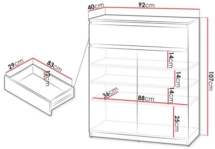 Comodă 2D1S Semplo SM 02 (Gri) . 1103631