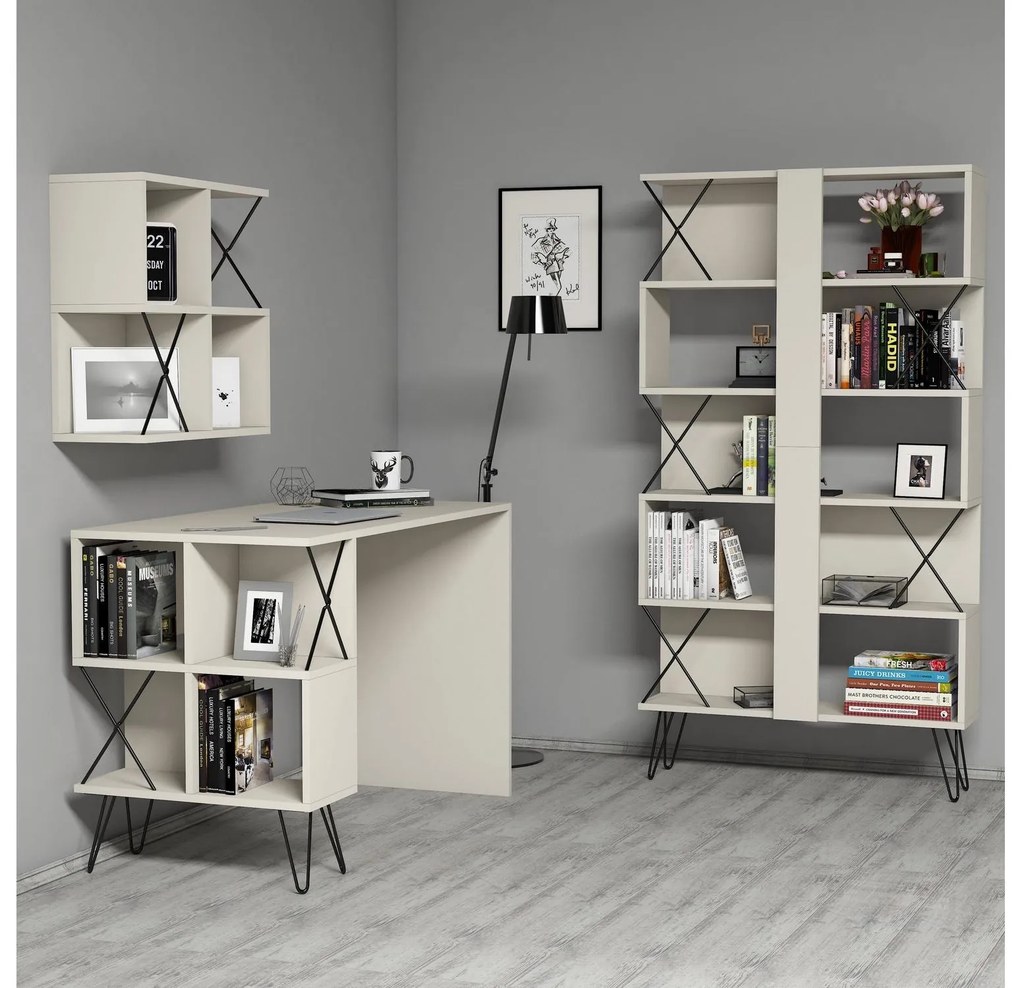 Set mobilier pentru birou Likime 1 (crem + negru) . 1095022