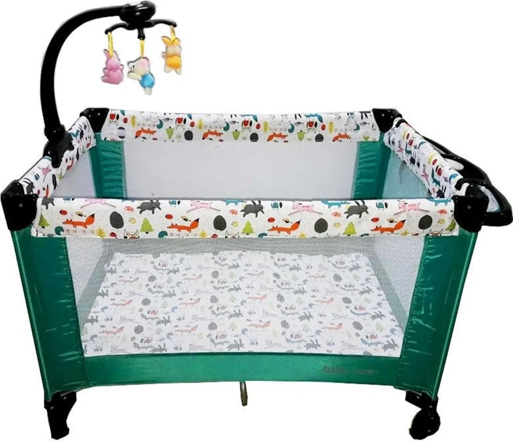 Patut Pliant, Tarc copii Baby Care™ NEST, Pliabil pe 2 Niveluri cu muzica si Masa infasat, Jucarie Carusel cu jucarii din plus, geanta transport