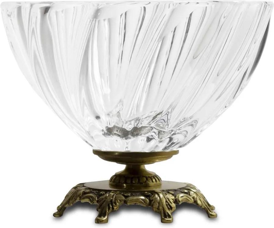 Vaza decorativa cristal, picior metalic, 19 cm