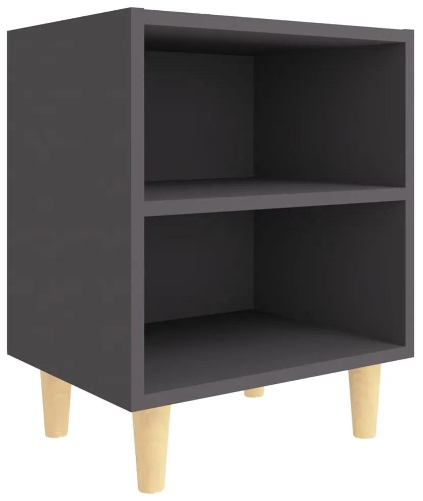 805783 vidaXL Noptieră cu picioare din lemn masiv, gri, 40x30x50 cm