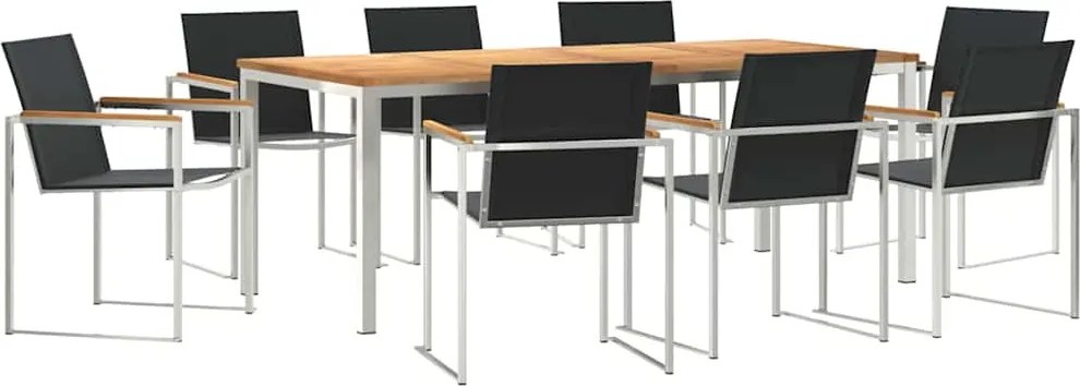 vidaXL Set de masă pentru grădină 9 pcs Maro Lemn solid de tec