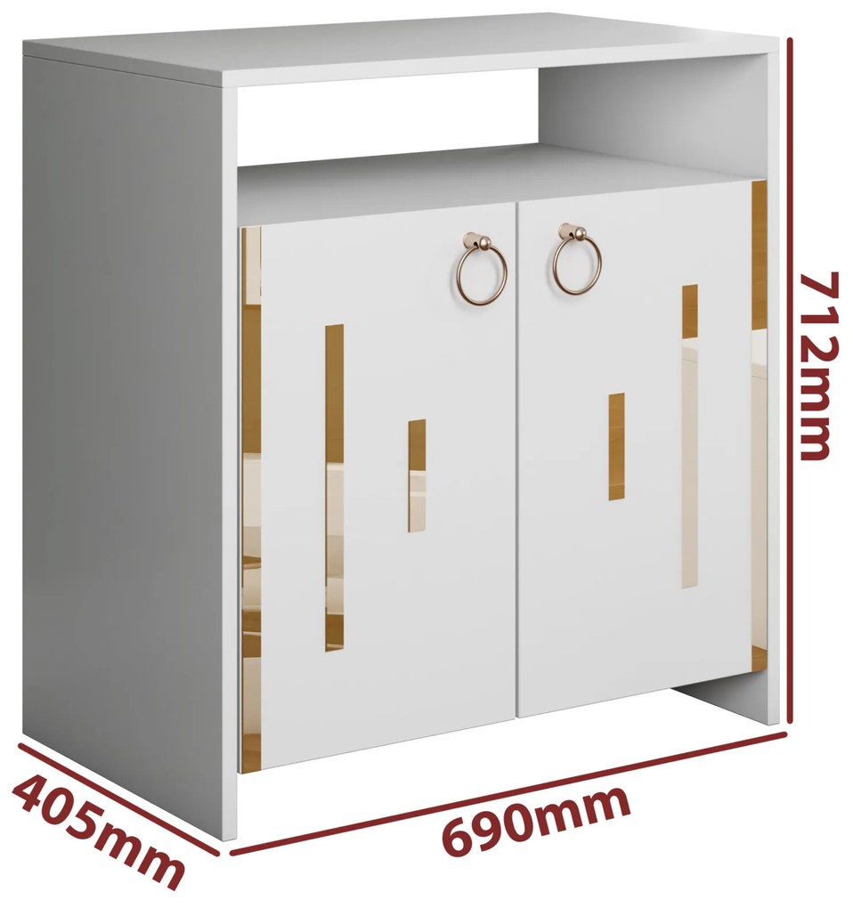 Comoda Gold, culoare alb / auriu, 69 x 71 x 40 cm