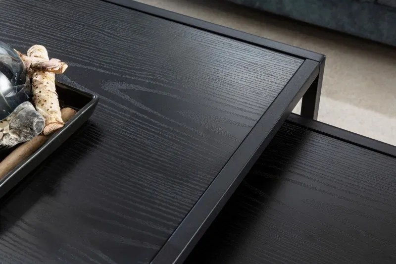 Set de 2 masute design industrial Slim Line 50cm, negru