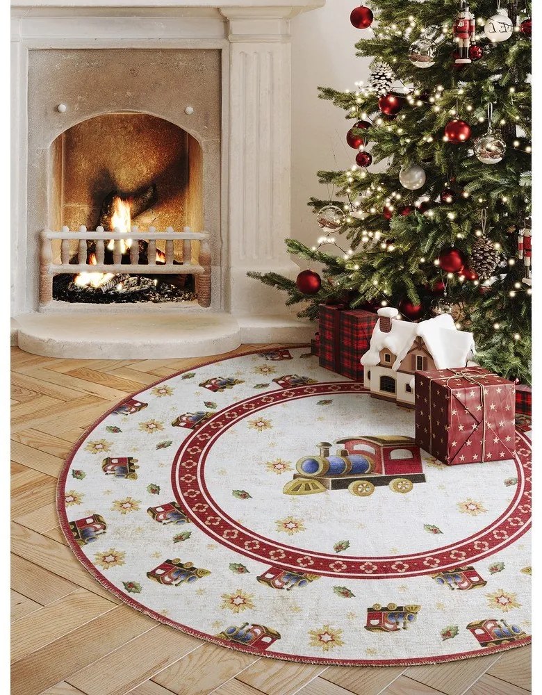 Covor roșu rotund ø 160 cm cu model de Crăciun Toy's Delight Train – Villeroy&amp;Boch