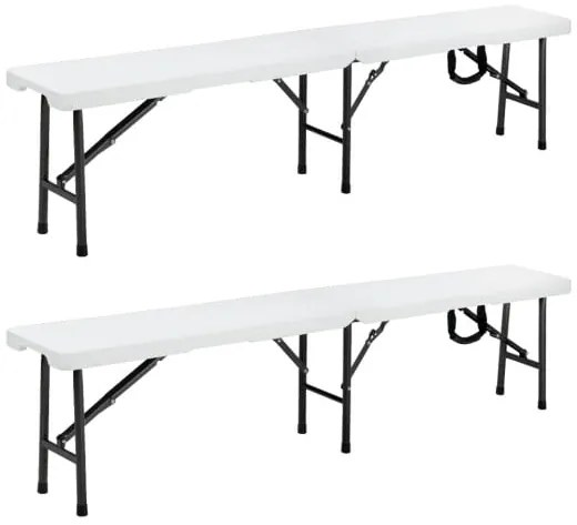 Deuba Set 2 banci rabatabile 180 cm - alb
