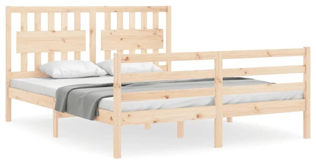3194321 vidaXL Cadru de pat cu tăblie, 160x200 cm, lemn masiv