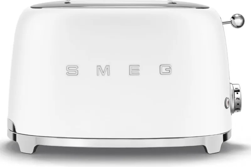Prajitor de paine SMEG 50's Style TSF01WHMEU, 950 W, 2 felii, 6 trepte, Tava pentru firimituri, Cablu integrat, Otel inoxidabil, Alb mat