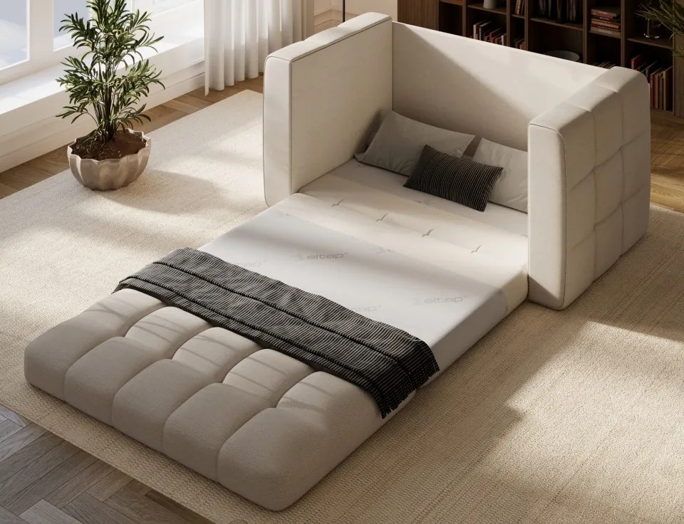 Canapea Kastol , alb chenille extensibil, 137x71x74 cm – Soreli 01