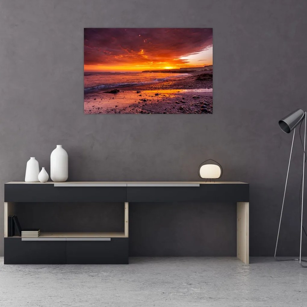 Tablou cu apus de soare la mare (90x60 cm)