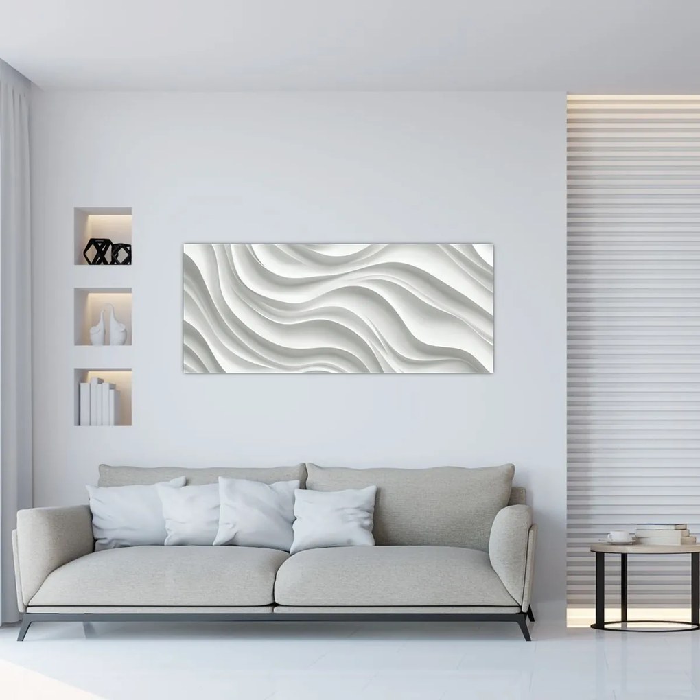 Tablou - Valuri Albe 3D (120x50 cm)