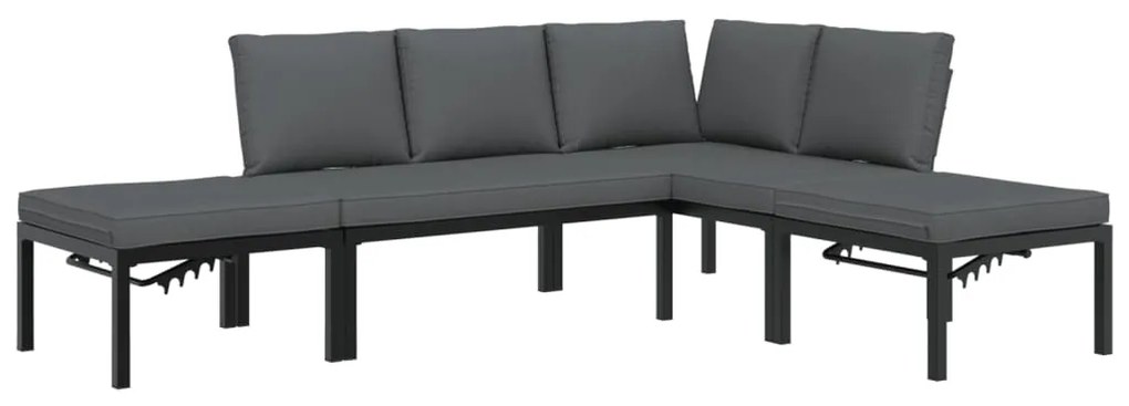 3283692 vidaXL Set mobilier de grădină cu perne, 4 piese, negru, aluminiu