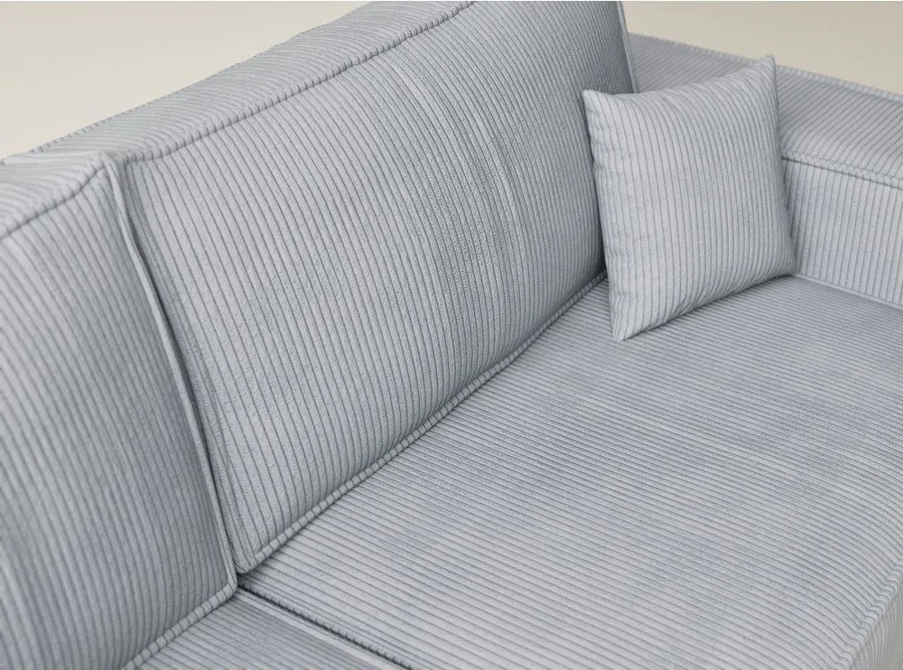 Colțar gri extensibil/cu spațiu de depozitare cu tapițerie din catifea reiată (cu colț pe partea stângă/în formă de ”L”) Tonga – Maison de Rêve