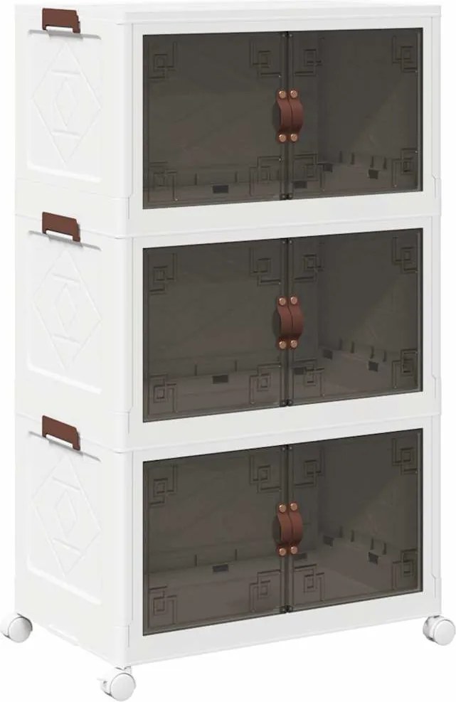 vidaXL Cutie de depozitare stivuită cu roți 3 niveluri 75 L