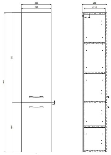 Cersanit S1003-001 - Dulap suspendat pentru baie NIKO 140x30 cm nuc