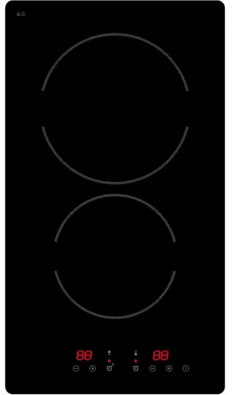 Plita vitroceramica Crown VCPK32.C, 3000W, 2 zone, Timer 90 min, Negru