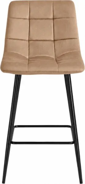 Scaun de bar cu picioare negre ARCETO VELVET, maro