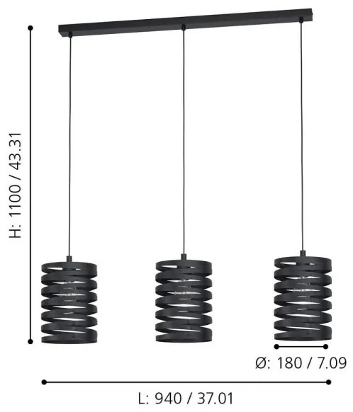 Eglo 99347 - Lustră pe cablu CREMELLA 3xE27/40W/230V