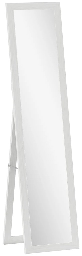 HOMCOM Oglindă pe suport, de perete sau așezat, rectangulară cu cadru din lemn pentru salon camera de dormit, 37 x 155 cm alb | Aosom Romania