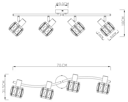 Globo 54357-4 - Spot INDIANA 4xE14/40W/230V
