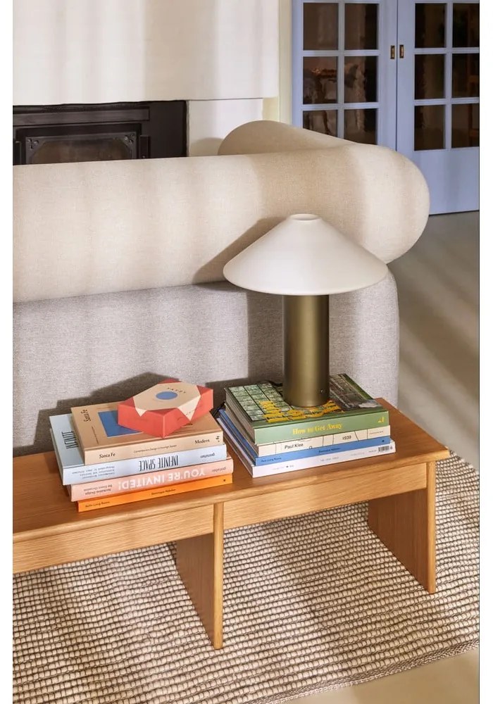 Veioză verde-închis cu abajur din sticlă (înălțime 40 cm) Orbit – Hübsch