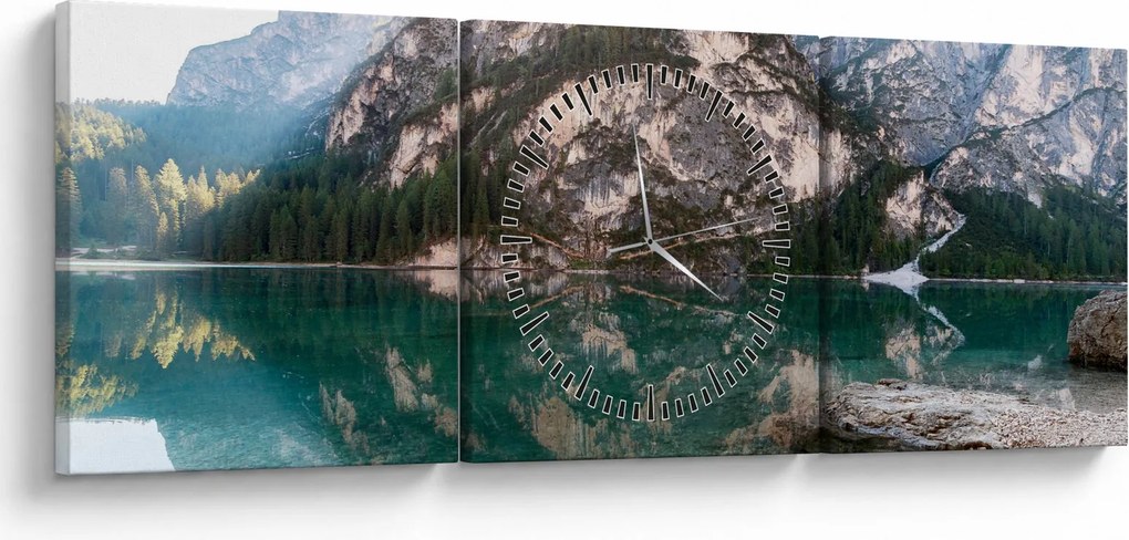 Tablou cu lac montan (cu ceas) (90x30 cm)