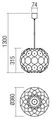 Lustră pe cablu Redo 01-1508 ODEON 1xE27/42W/230V d. 36 cm auriu