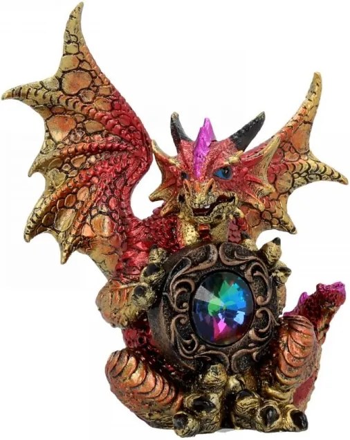 Statueta dragon cu cristal Gardianul Curcubeului 15 cm
