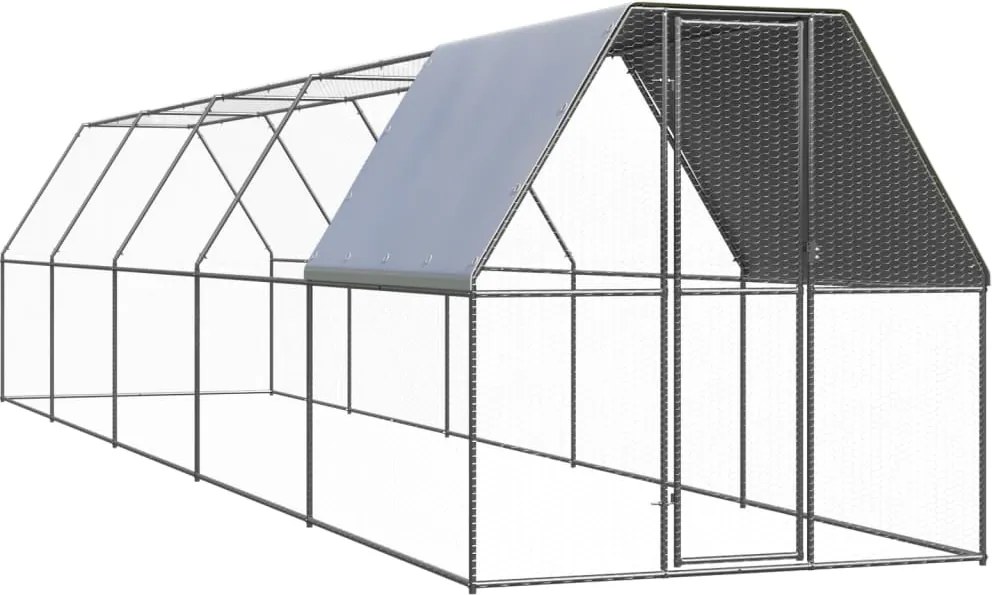 vidaXL Coteț de exterior pentru păsări, 2x10x2 m, oțel zincat