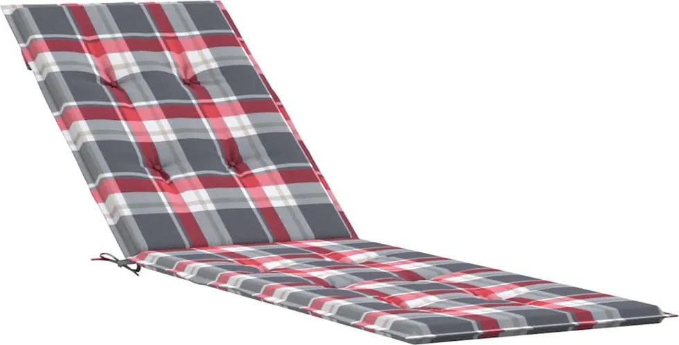 vidaXL Pernă de șezlong, roșu carouri, (75+105) x 50 x 4 cm