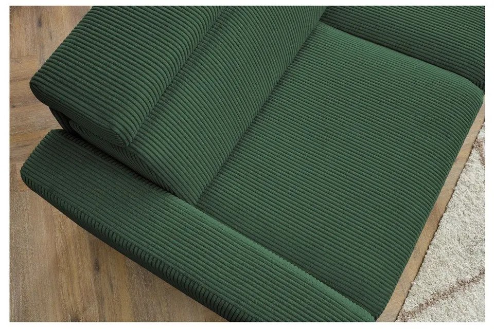 Colțar verde închis extensibil cu tapițerie din catifea reiată (cu colț variabil) Monaco – Bobochic Paris