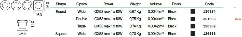 Spot exterior incastrabil IP67 WAY FI D160 ROUND DOUBLE