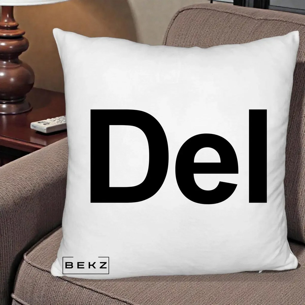 Perna Personalizata Tasta Del Tipografie Bold, 40x40 cm, Alb Pufos, Husa Detasabila, Perna Inclusa, BEKZ®
