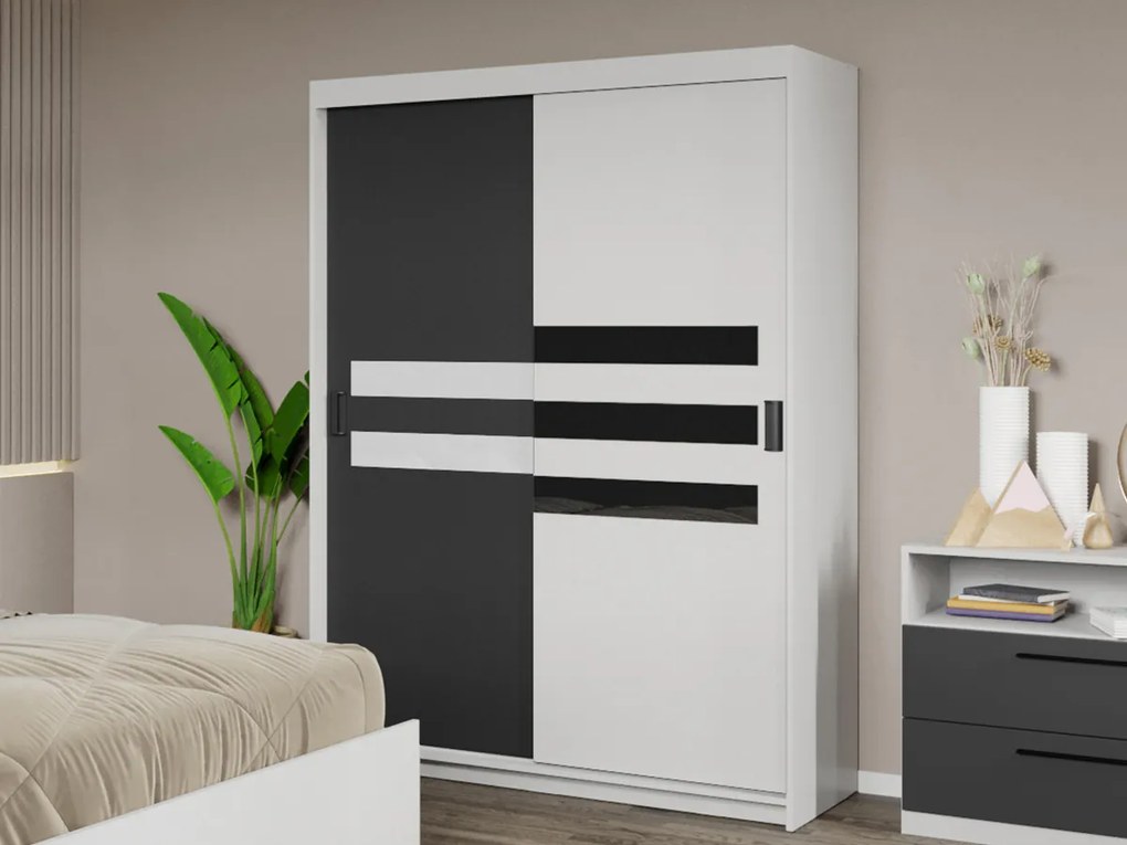 Set mobila dormitor 4 piese Ruben Alb/Antracit C32