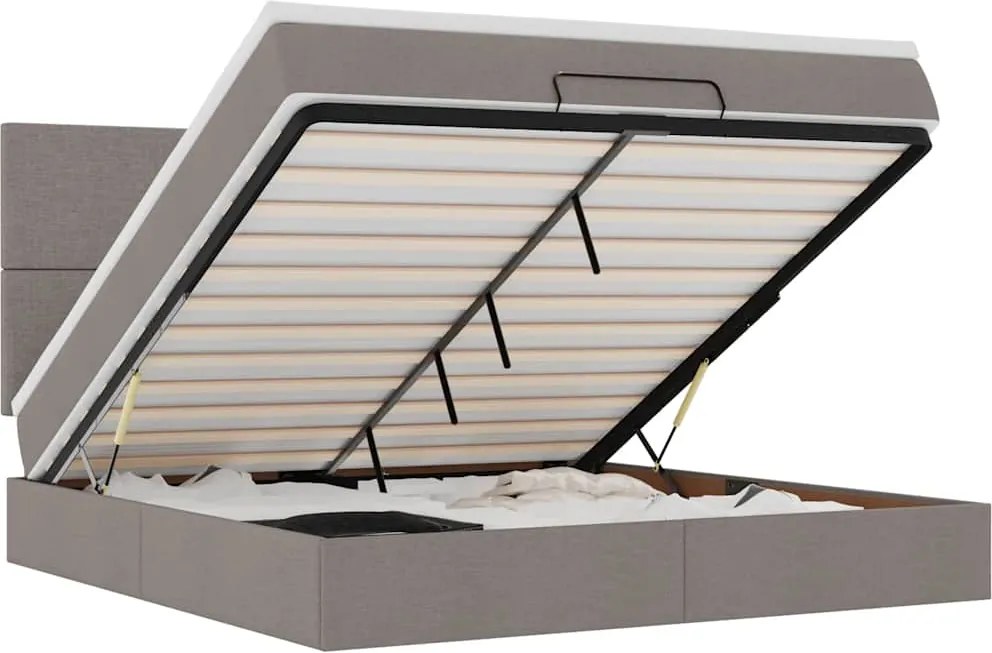 vidaXL Cadru de pat otoman cu saltea Taupe 180x200cm Material