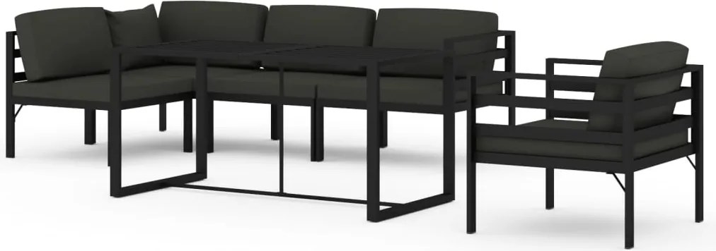 vidaXL Set mobilier de grădină cu perne, 6 piese, antracit, aluminiu