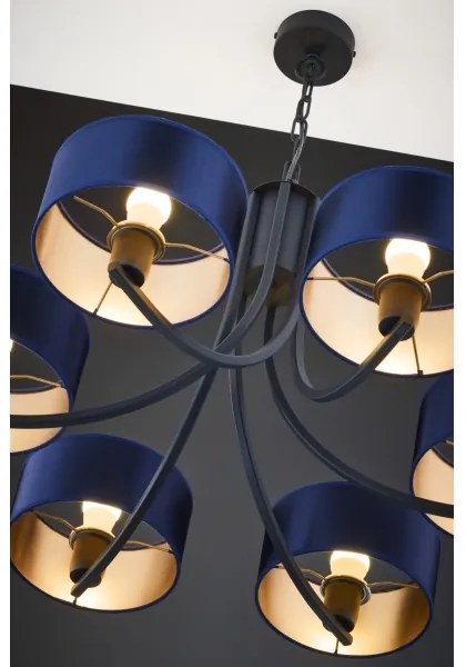 Jupiter 2102 - Candelabru cu lanț ARTHUR 6xE27/15W/230V albastru/negru