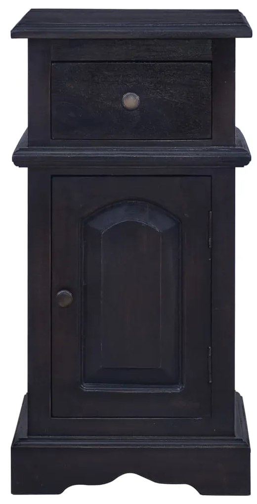 288832 vidaXL Noptieră, negru cafeniu deschis, lemn masiv de mahon
