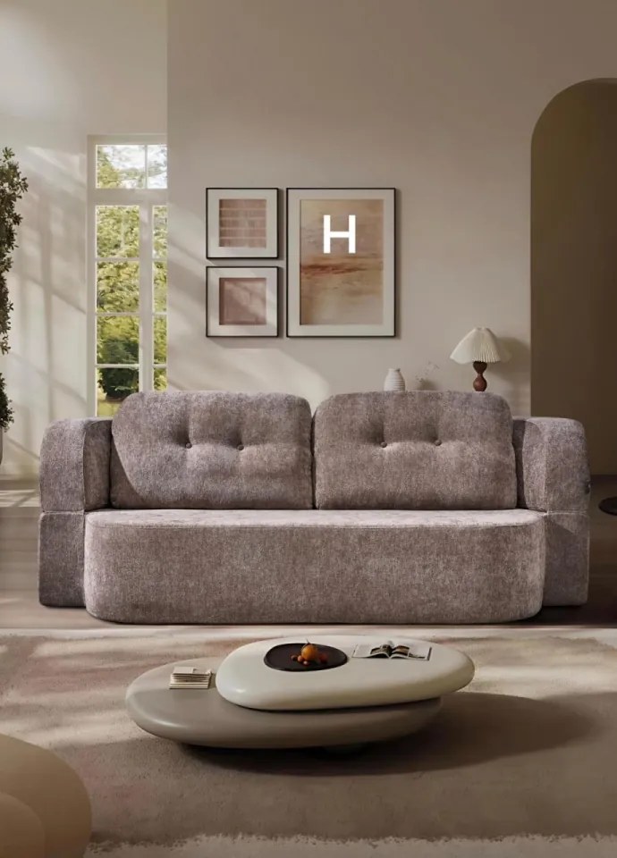 Canapea extensibilă din spumă cu memorie – 200x100x70 cm – design modern și funcțional (Culoare: Bej)