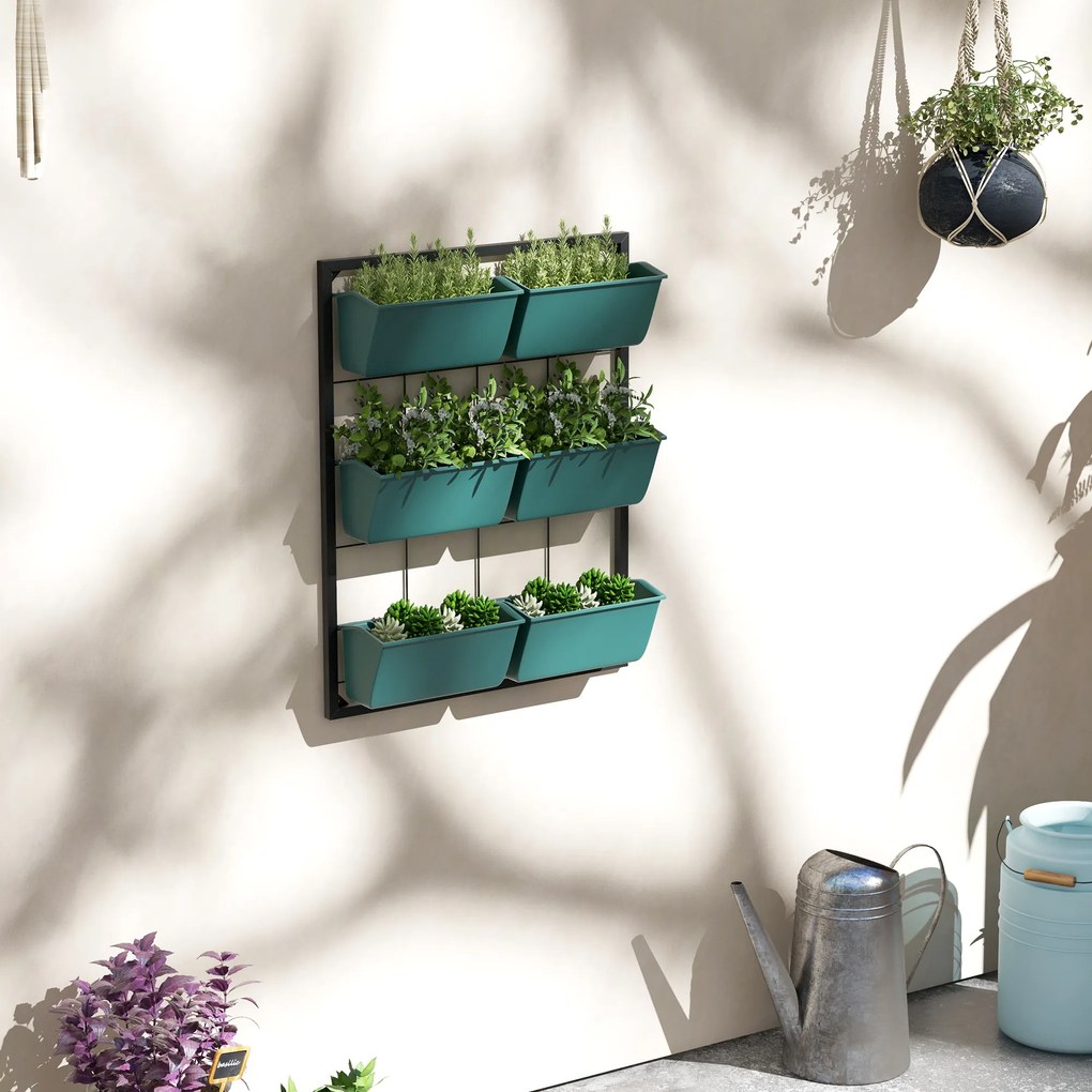 Outsunny Jardiniera de perete pe 3 nivele cu 6 ghivece pentru int | Aosom Romania
