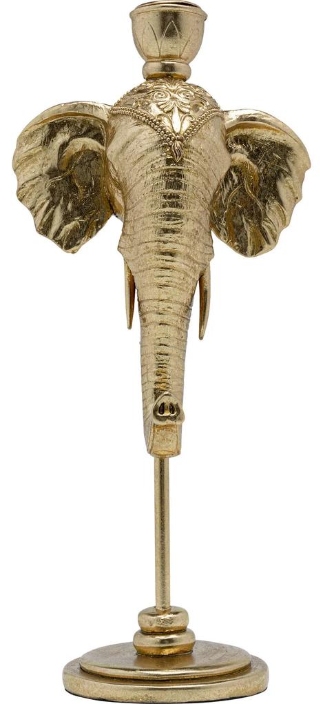 Suport lumanari Elephant Head Auriu 36cm