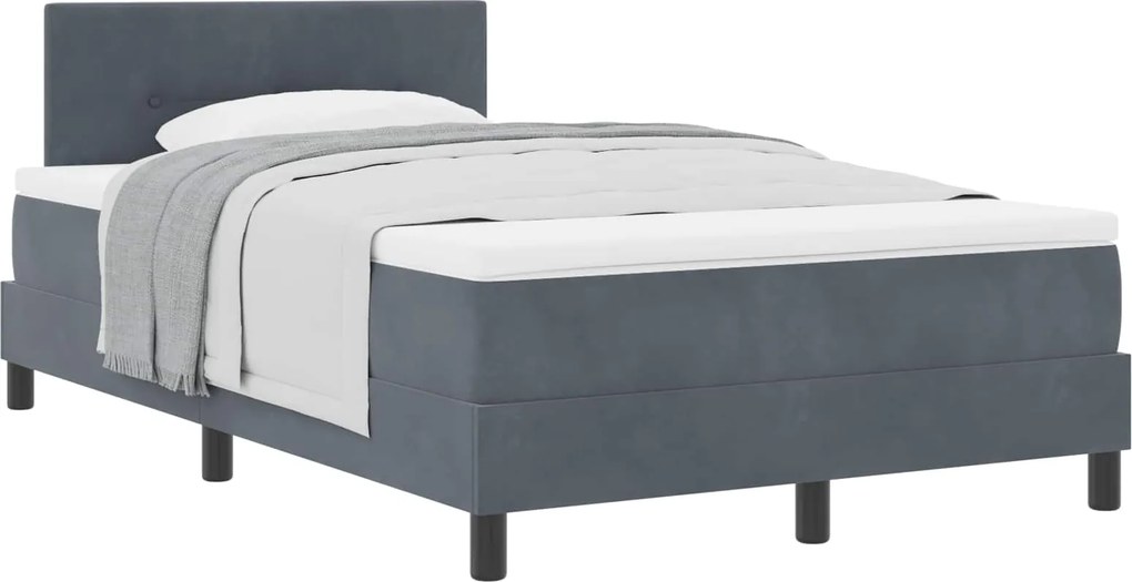 vidaXL Pat cu arcuri cu saltea Gri închis 120 x 190 cm Catifea