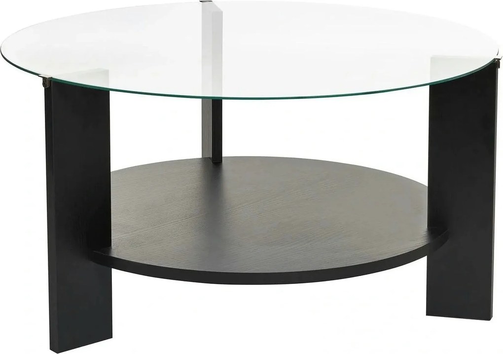 Masuta cafea CLARA, negru, PAL/sticla, 75x75x40 cm
