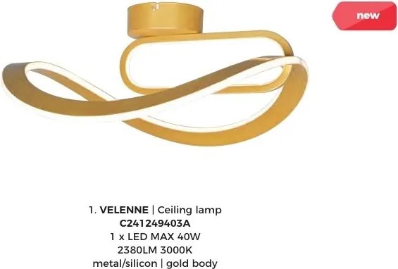 Lustra aplicata LED VELENNE auriu