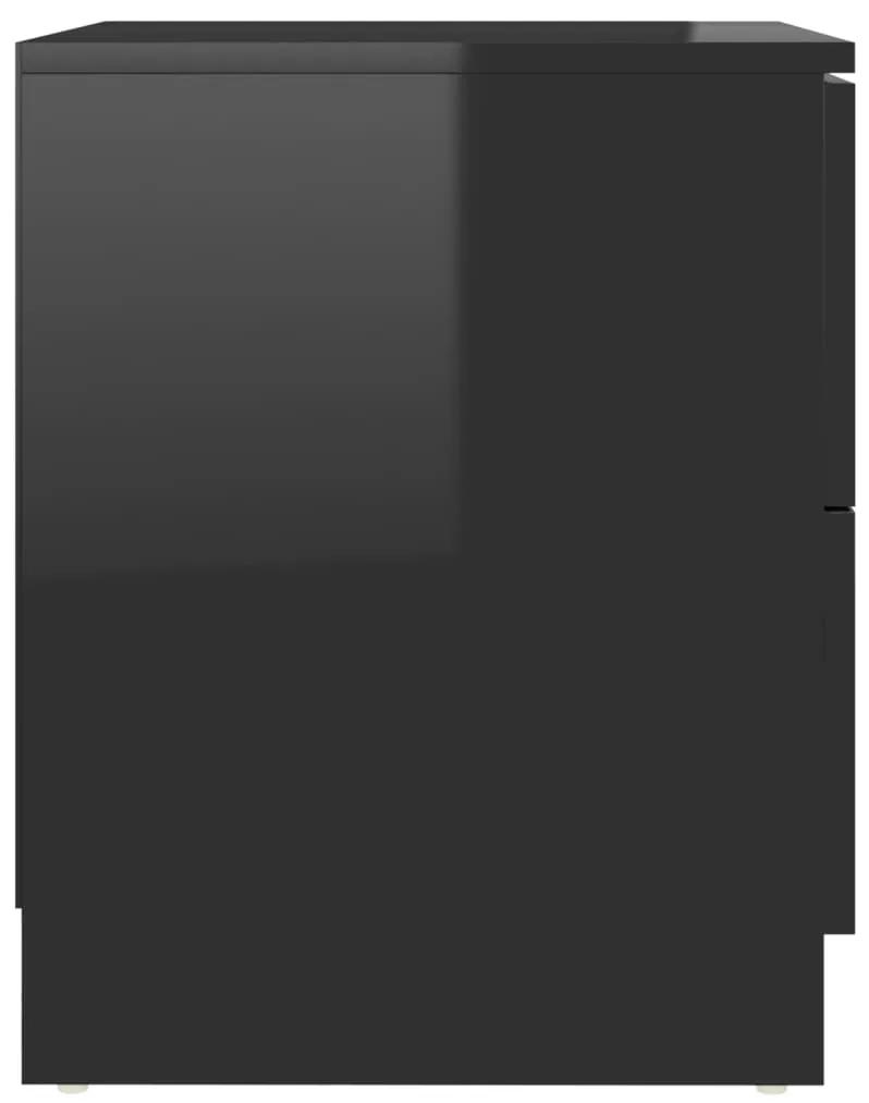 Noptiera, negru extralucios, 40x40x50 cm, PAL 1, negru foarte lucios