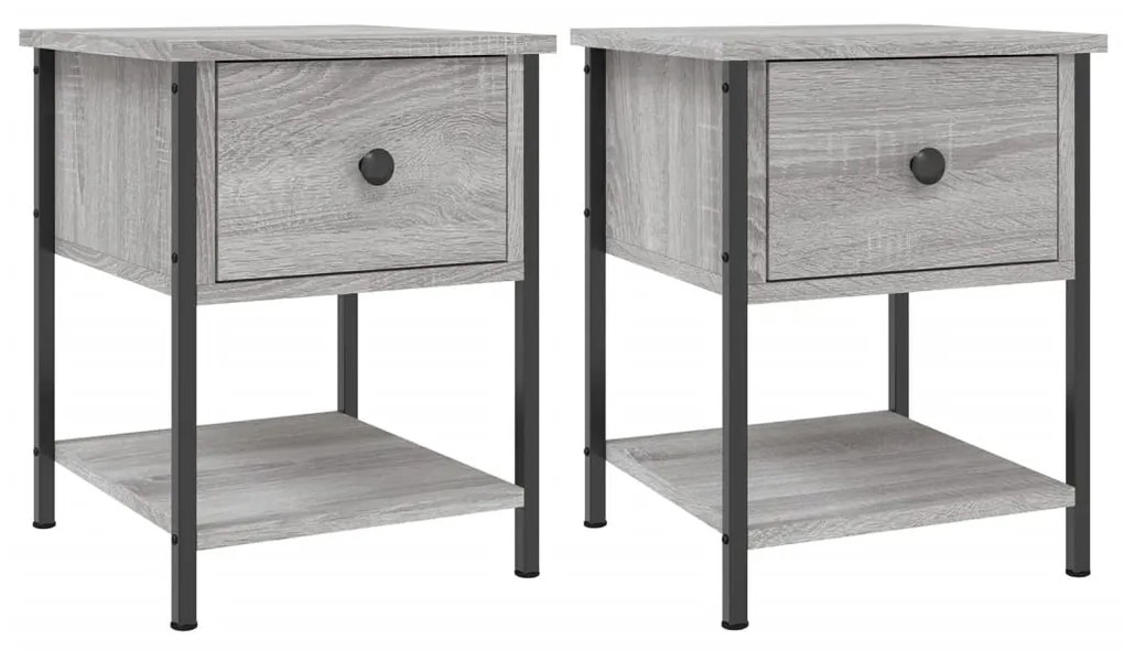 vidaXL Noptiere, 2 buc., gri sonoma, 34x35,5x45 cm, lemn compozit