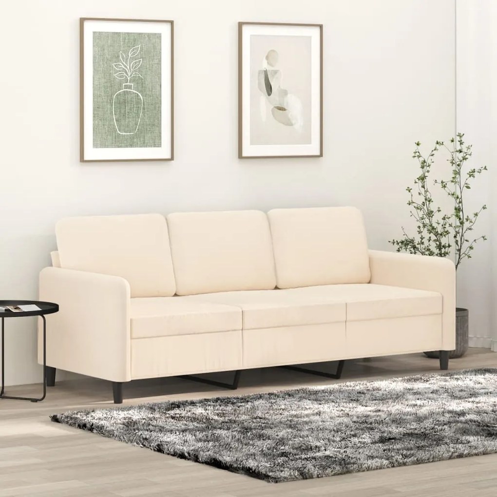 349061 vidaXL Canapea cu 3 locuri, crem, 180 cm, catifea