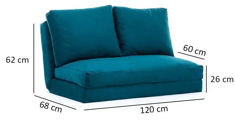 Canapea extensibila cu 2 locuri Taida, Multicolor, 120 x 62 x 68 cm
