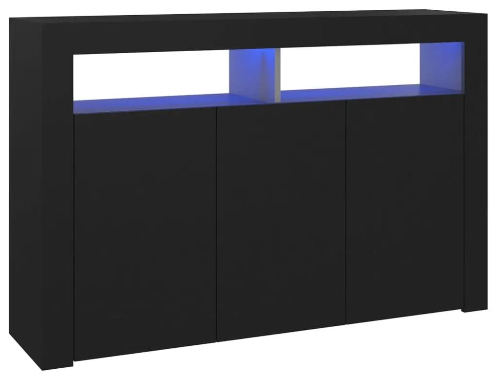 804338 vidaXL Servantă cu lumini LED,negru , 115,5x30x75 cm